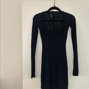 Skims lace Black Bodycon Long Sleeve Dress